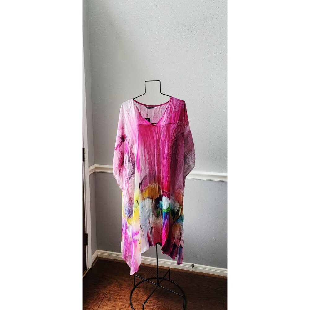 APNY Kaftan Pink Multicolor Resort Holiday Beach One Size